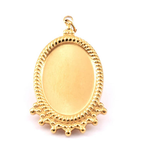 Buy Oval pendant Gold stainless steel - 30x18.5mm - for cabochon 18x13mm(1)