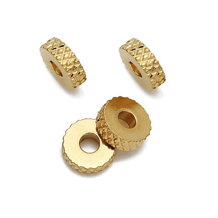 Heishi rondelle bead Diamond cut - golden stainless steel 5x2mm (4)