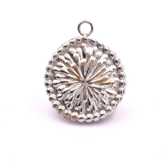 Round pendant textured stainless steel 14.5mm (1)