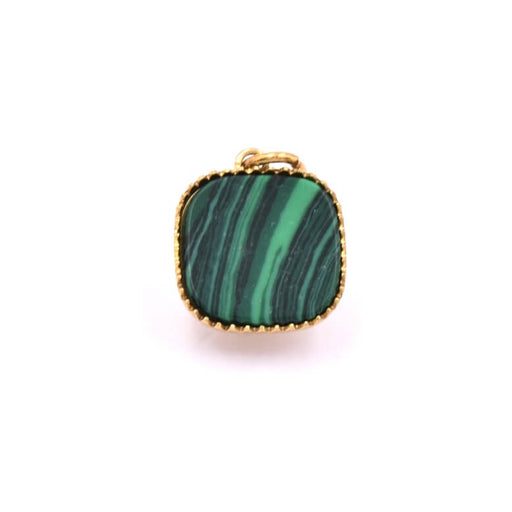 Pendant Square golden stainless steel with Malachite 10x10mm (1)