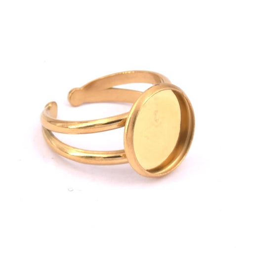 Buy Adjustable ring golden stainless steel 18mm - 12mm plate (1)