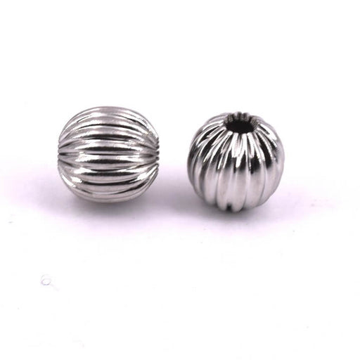Bead Grooved stainless steel - 8mm - Hole: 2mm (2)