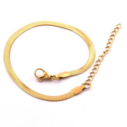 Snake chain bracelet golden stainless steel16cm+6cm - 3mm (1)