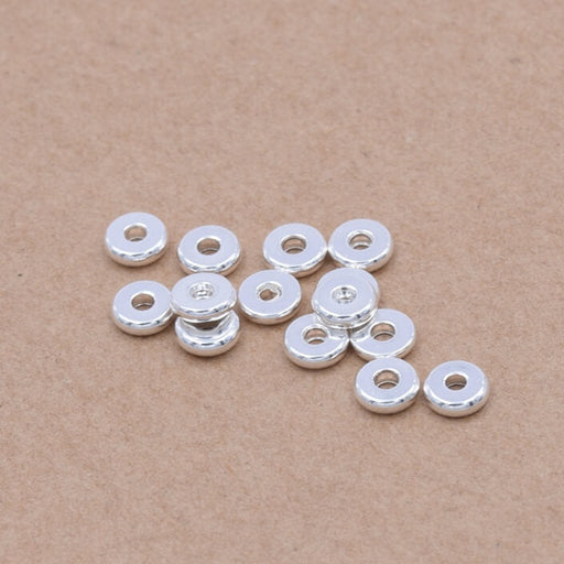 Buy Heishi spacer beads in stainless steel Silver plated 4x1.2mm - Hole: 1.2mm (10)