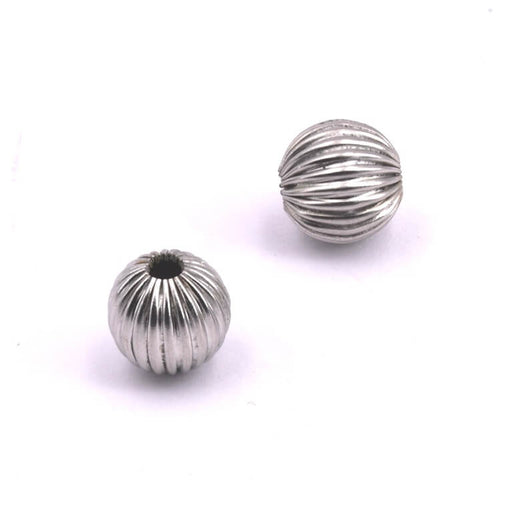 Buy Grooved stainless steel bead 10mm - Hole: 2.5mm (2)