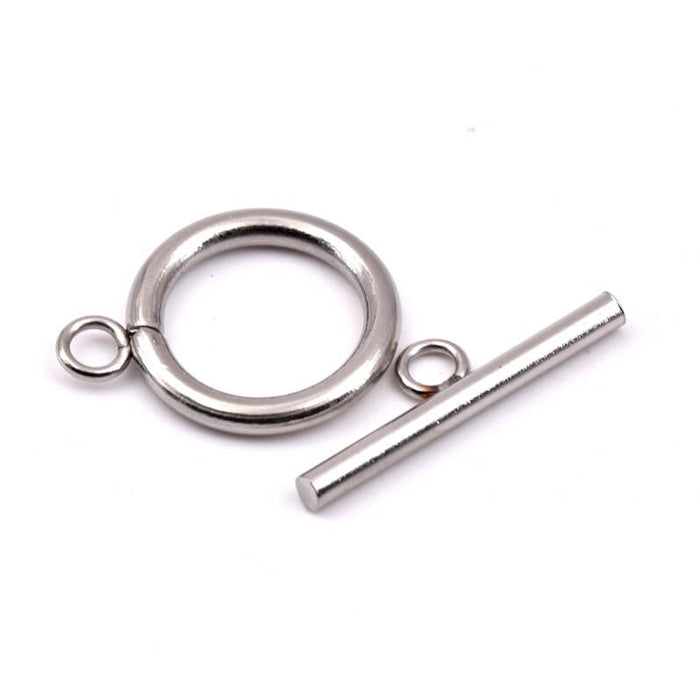 T-Bar Clasp 18mm Stainless Steel - Hole: 3mm (1)