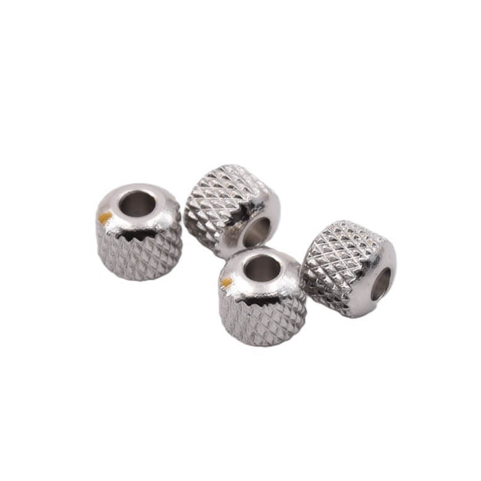Diamond-Cut Tube Beads Stainless Steel - 6mm - Hole: 2mm (4)