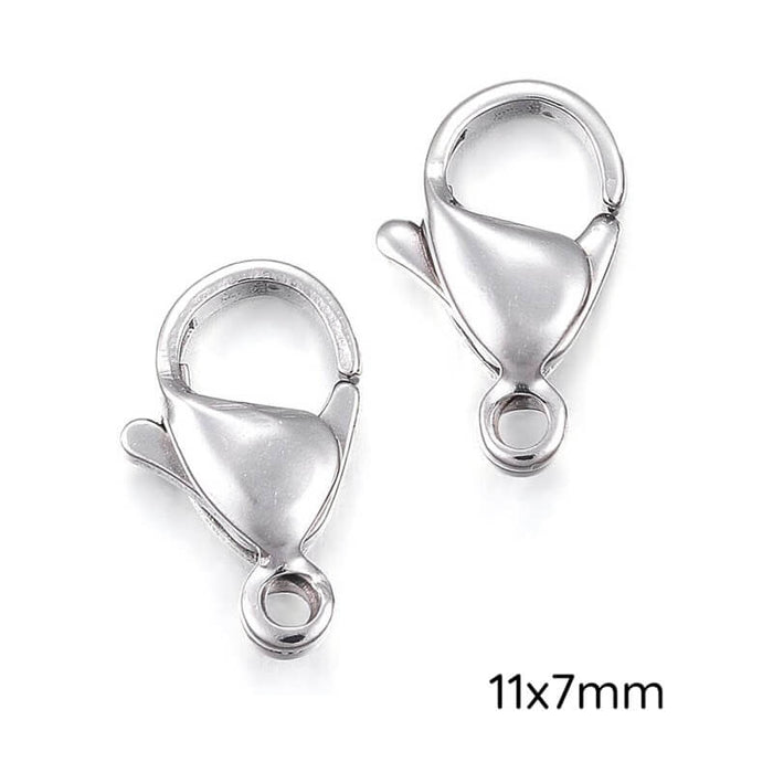 Lobster Clasps Stainless Steel - 11x7mm (2)