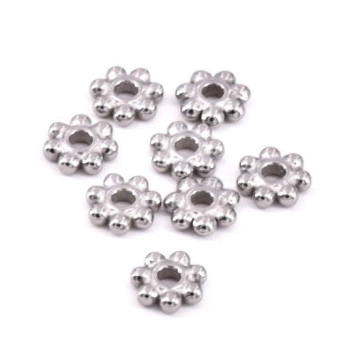 Spacer heishi bead stainless steel - 4x1.2mm - Hole: 1mm (20)