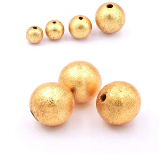 Buy Round wooden bead gilded with gold leaf 18mm - Hole: 3mm (3)