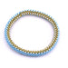 Nepalese crocheted bangle bracelet sky blue white and gold 65mm (1)