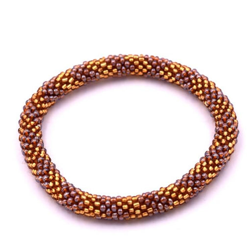 Nepalese crocheted bangle bracelet light topaz and amethyst 65mm (1)