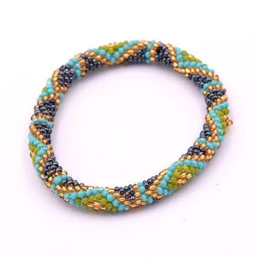 Nepalese crocheted bangle bracelet lt topaz turquoise montana 65mm (1)