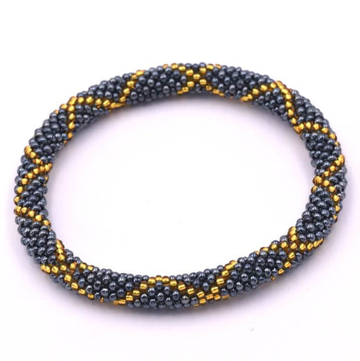 Buy Nepalese crocheted bangle bracelet light topaz and montana 65mm (1)