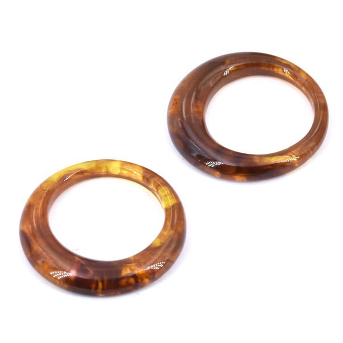 Pendant Round brown tortoise shell resin - 35x3-5mm (2)