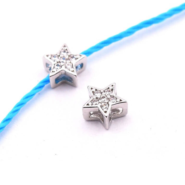 Brass star bead and zircon pavé 5.5x3mm - hole: 2mm (1)