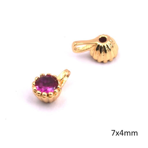 Charm pendant Round zircon red rose gold quality 7x4mm (1)