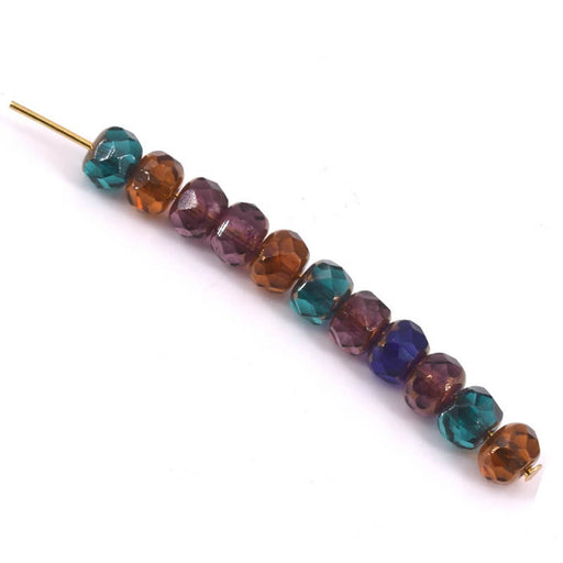 Buy Bohemian faceted rondelle bead Copper- Multi color -Dark 6x4mm (25)