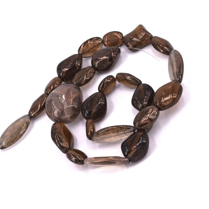 Czech glass bead mix shape Luster- Smoky mix 10-25mm (1strand-41cm)