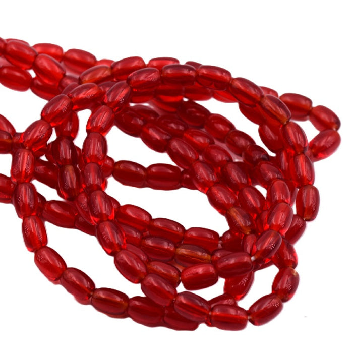 Siam Czech rice bead 6x4mm (1 Strand)