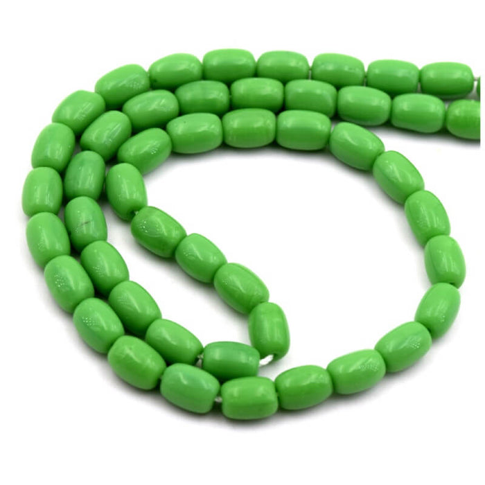 Opaque green Czech rice bead 6x4mm (1 Strand)