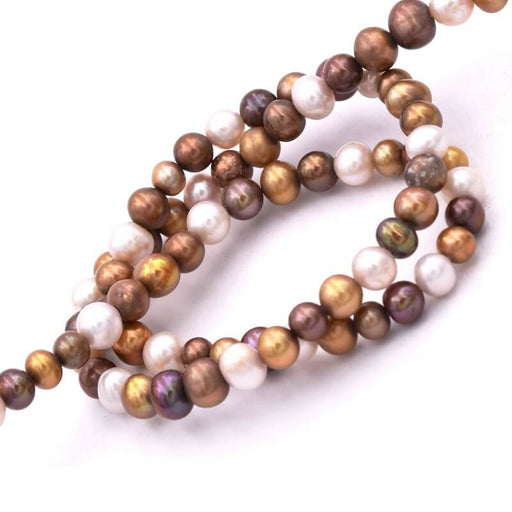 Buy Round freshwater pearl golden bronze mix 5-6mm (1 strand-40cm)