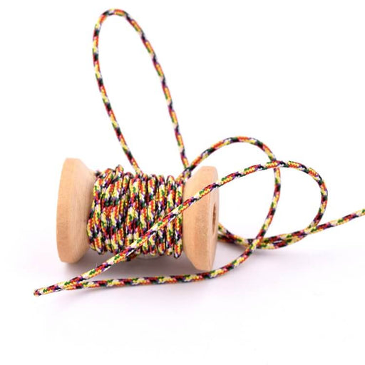 Cotton and polyester cord with gold thread and mix colors - 1.5mm (2m)