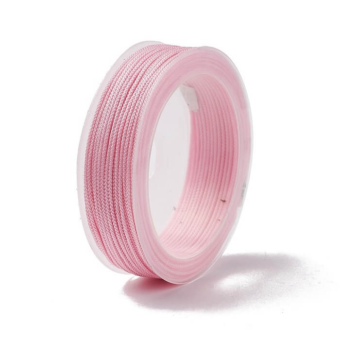 Braided silky nylon cord pink 2mm - 12m spool (1)