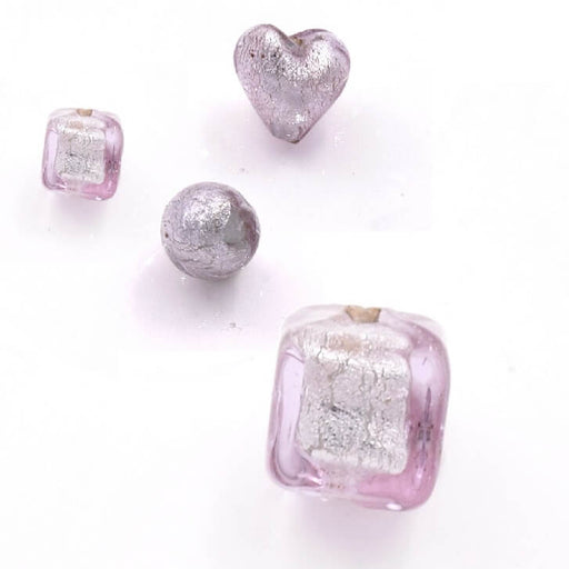 Buy Murano cube bead pink antique silver 6x6mm (1)
