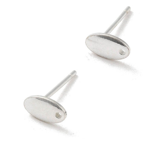 Oval stud earrings Sterling silver 7x4mm 0.9mm (2)