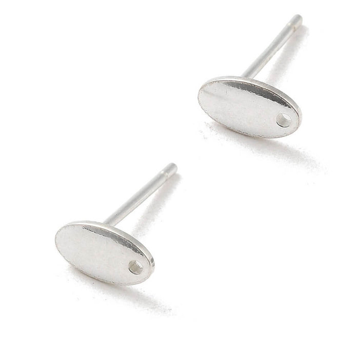 Oval stud earrings Sterling silver 7x4mm 0.9mm (2)