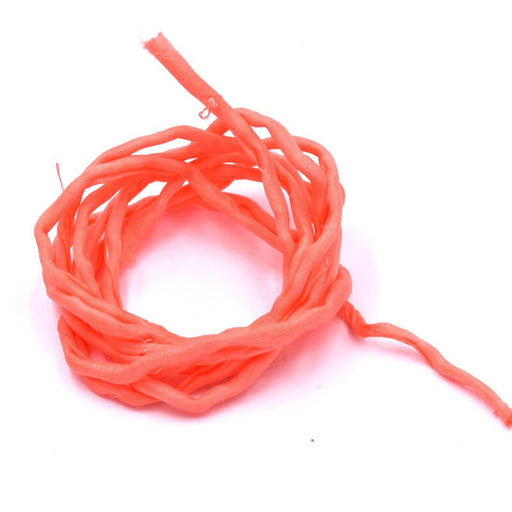Natural silk cord hand dyed coral orange 2mm (1m)