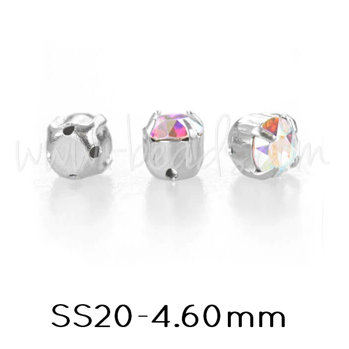 Maxima Mounted Chatons Preciosa Silver SS20-4.60mm Crystal AB (20)