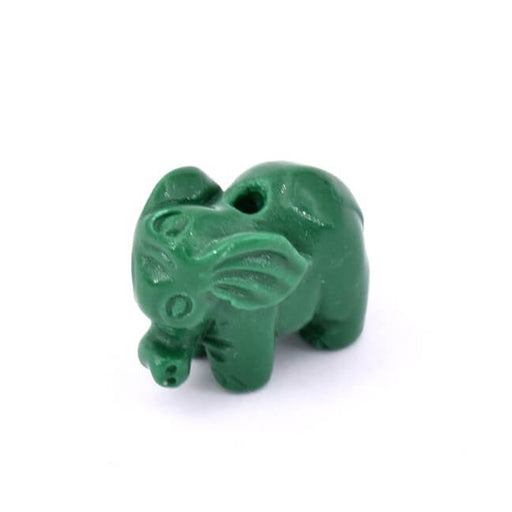 Elephant green resin bead 11x14x8mm - Hole: 1.2mm (1)
