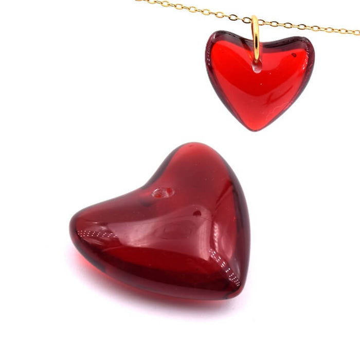 Red heart resin pendant 18x20mm - Hole: 1.2mm (1)