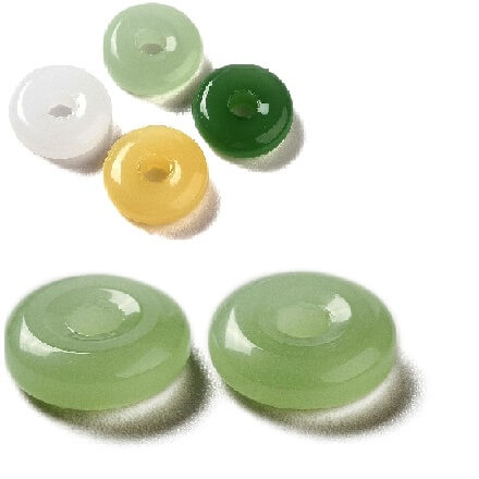 Donut rondelle bead Pale green imitation jade glass - 10x3.5mm (4)