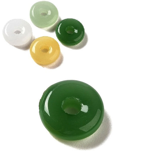Buy Donut rondelle glass bead Dark green imitation jade - 10x3.5mm (4)