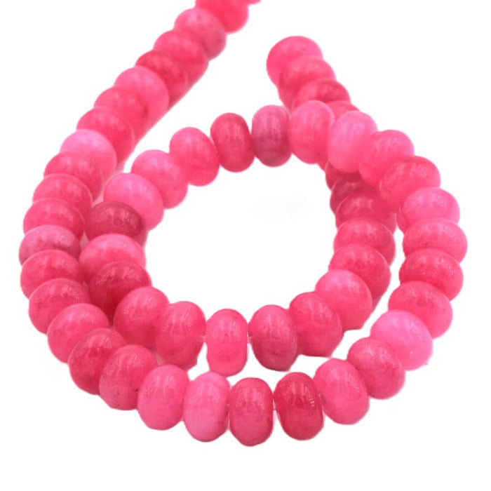 Donut rondelle beads Pink-tinted jade - 10x7mm - Hole: 1mm (1 strand - 37cm)