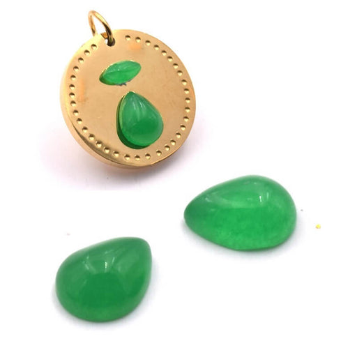 Drop cabochon jade Green tinted - 8mm (2)