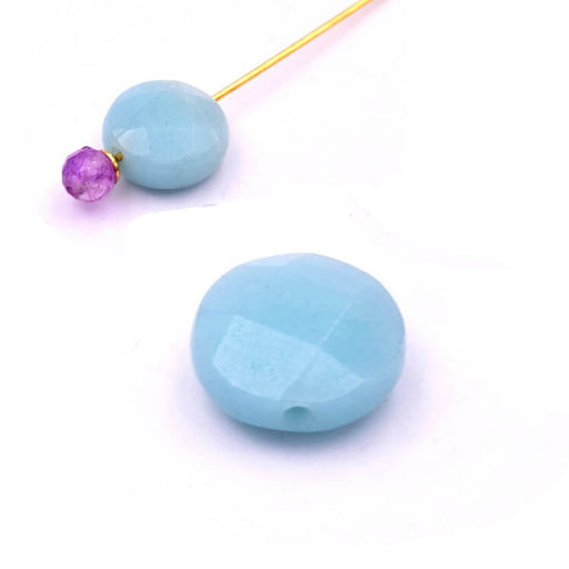 Buy Amazonite faceted flat round bead 10mm - Hole: 1mm (2)