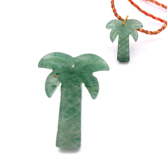 Palm tree pendant Green aventurine - 28x22mm - hole: 1mm - 1 unit