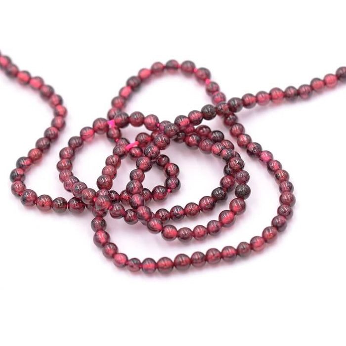 Natural Garnet Round Bead -2mm - Hole: 0.5mm (1 strand-40cm)