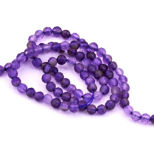 Buy Amethyst faceted round bead 3mm Hole: 0.8mm (1 strand-39cm)