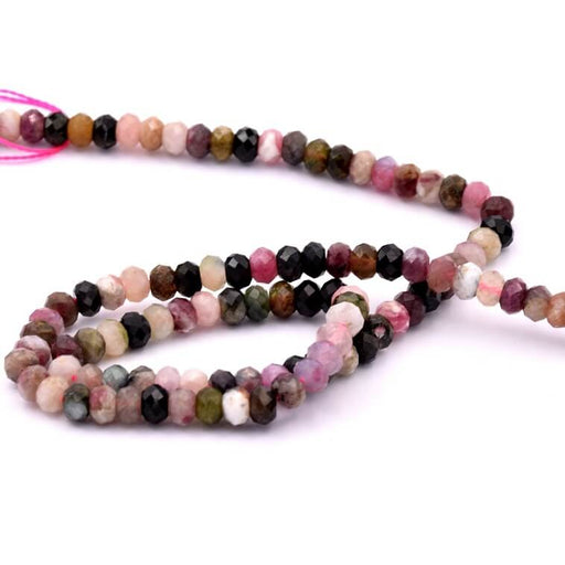Tourmaline faceted rondelle beads 5.5x4mm - Hole: 0.8mm - Wire 39cm (1)