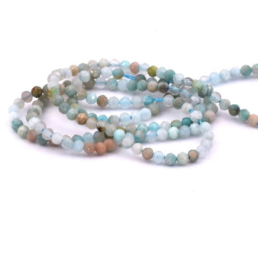 Amazonite faceted round beads 2.5mm - Hole 0.7mm (1 Strand-39cm)