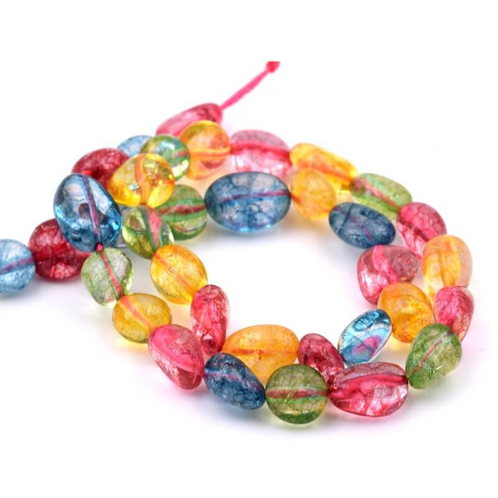 Dyed quartz crystal potatoe nugget beads 9-15x7-11mm (1 strand - 38cm)