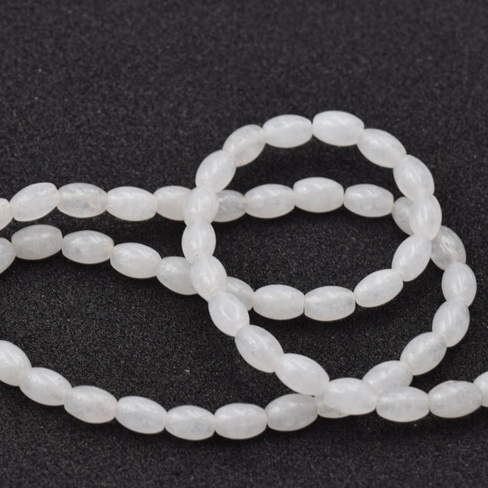 White jade rice oval bead 6x4mm - Hole: 0.8mm (1 strand - 39cm)