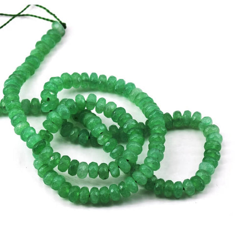 Faceted rondelle bead Green tinted jade - 4x2mm (1 strand-37cm)