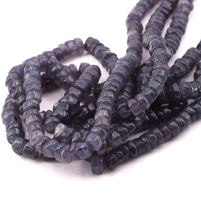 Heishi bead rondelle in Iolite 6x3-4mm - Hole: 0.5mm (1 Strand-32cm)