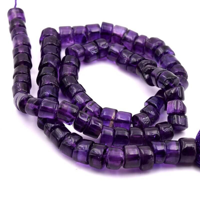 Amethyst heishi rondelle beads 5-5.5x6-7mm - Hole: 0.5mm (1 Thread - 32cm)